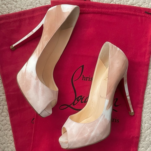 Christian Louboutin Very Prive 120 Calf Woodstock - Nude Earth sz 37 - Picture 1 of 13